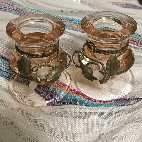 Artist Design Candle holders with mini rose quartz - Picture 2 of 2